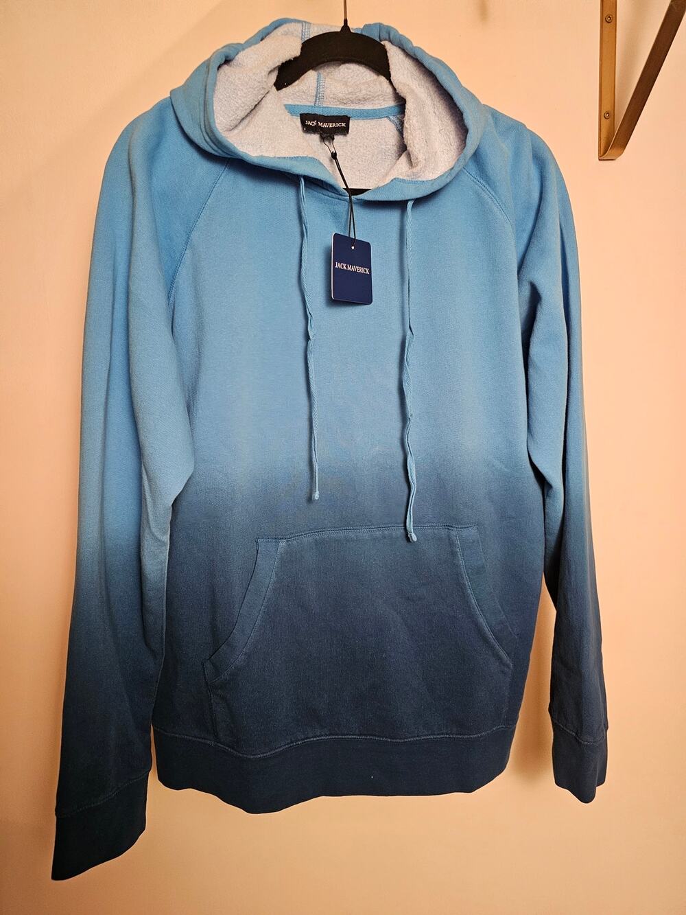 NWT Ombre/Dipped Dye Blue Hoodie Mens Large